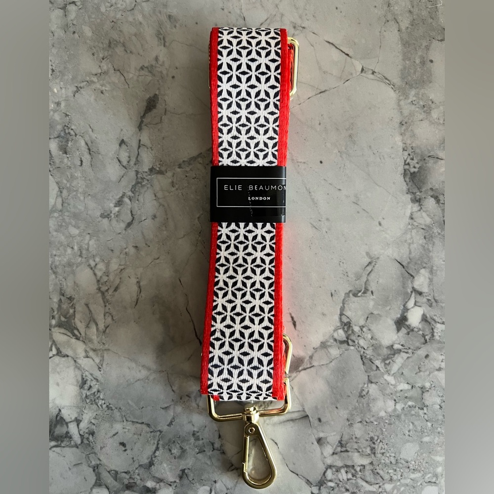 Elie Beaumont Red, Black and White Adjustable Crossbody Strap